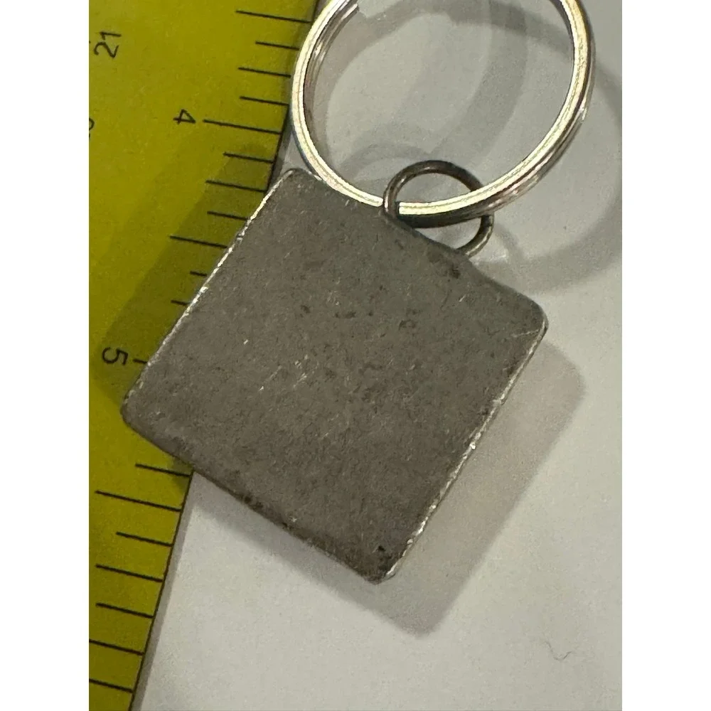 Vintage Goddess Keychain Crowned Grapes Wine Theme Silver Tone Square Charm